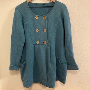 GUDRUN SJODEN heavy wool, double breasted cardigan, size L